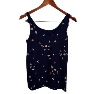 Navy Blue Sleeveless Top with Pattern